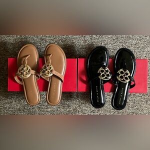 Kelly & Katie Dahlin Cognac and Black Flip Flop Sandals - Size 9M - GENTLY USED